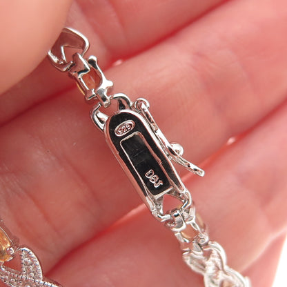 DBJ Dee Berkle 925 Sterling Real Diamond Accent Citrine Infinity Bracelet 7.25"