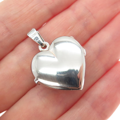 925 Sterling Silver Vintage Engraved Floral Heart Locket Mini Charm Pendant