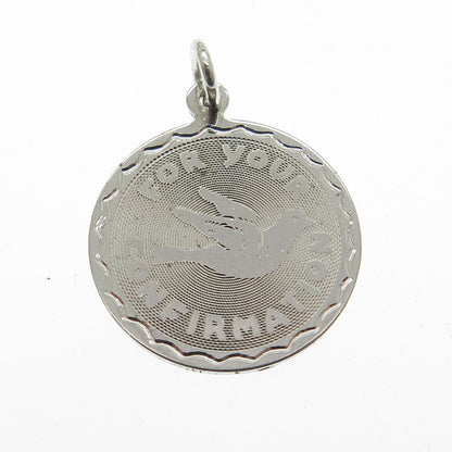 925 Sterling Silver Vintage "For Your Confirmation" Pendant