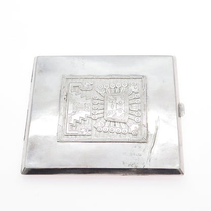 900 Silver Vintage Bolivia Tribal God Cigarette Case