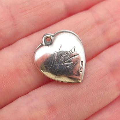 925 Sterling Antique Art Deco Engraved Floral Heart Chatelaine Mini Pendant