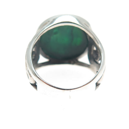 INDIGO 925 Sterling Silver Vintage Real Abalone Shell Spiral Ring Size 7