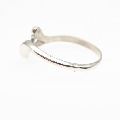925 Sterling Silver Vintage Heart Bypass Ring Size 7