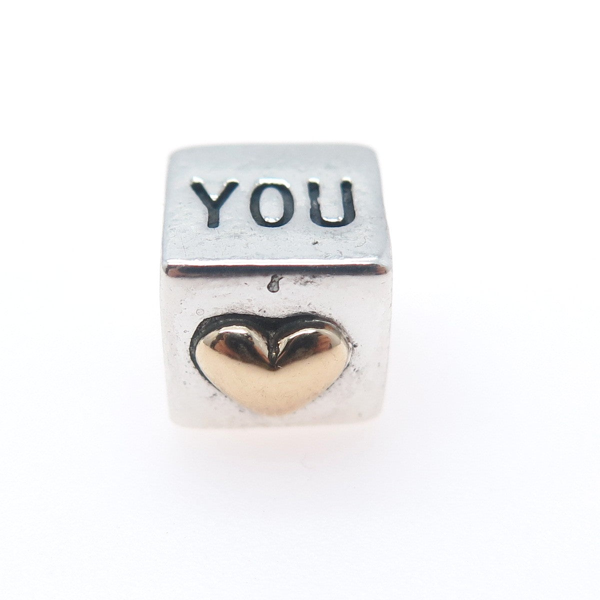PANDORA 925 Sterling Silver & Gold I Love You Box Slide Bead Charm