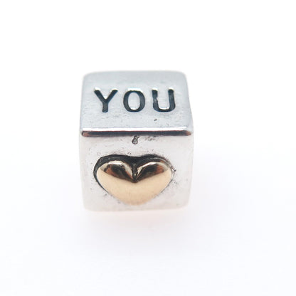PANDORA 925 Sterling Silver & Gold I Love You Box Slide Bead Charm