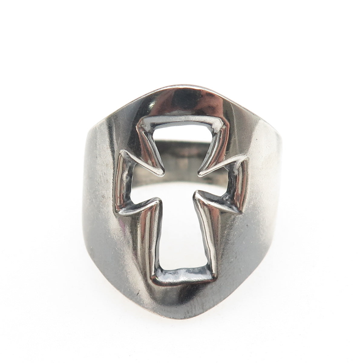 925 Sterling Silver Vintage Mexico Cross Oxidized Ring Size 13