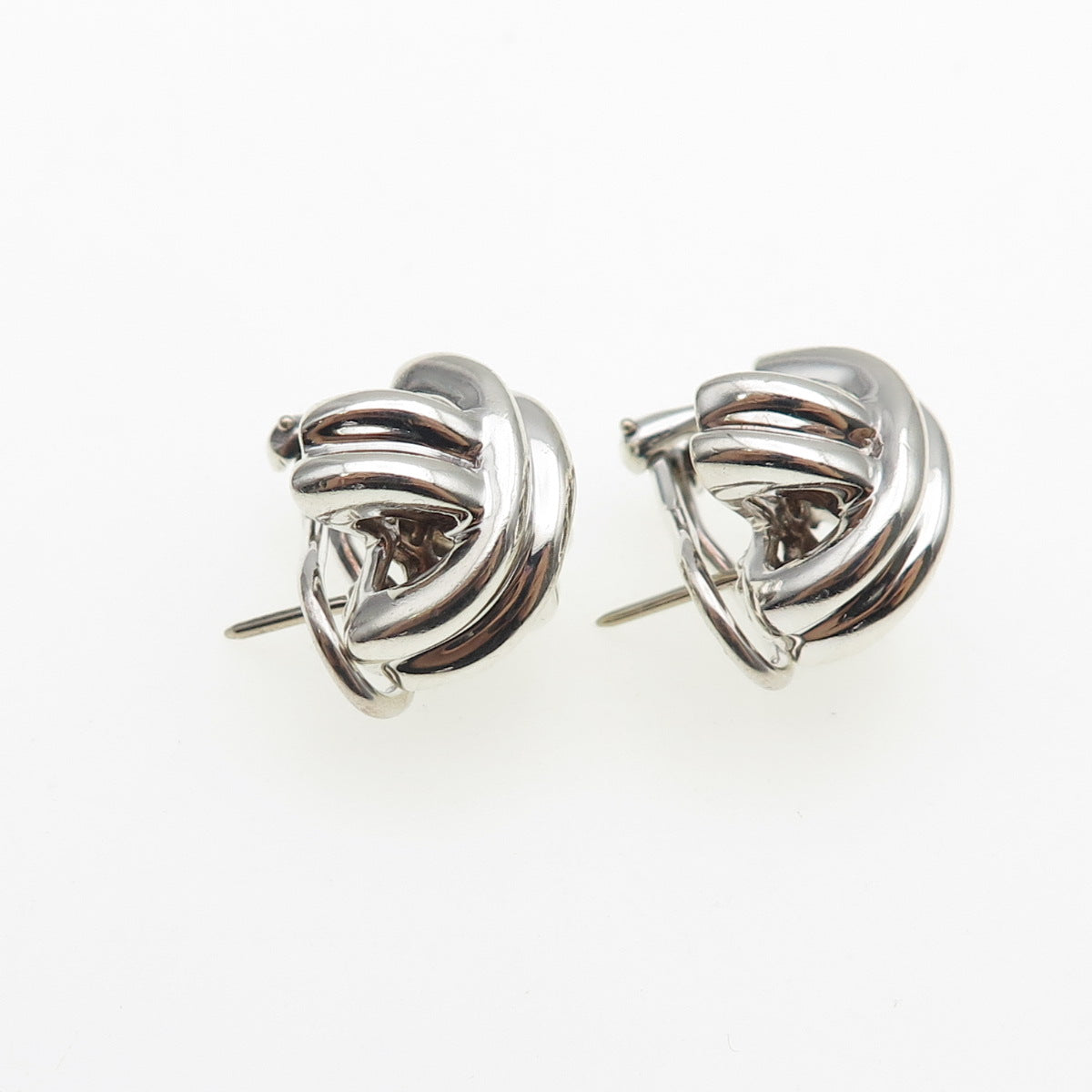 TIFFANY & CO. Sterling Silver Vintage 1990 Signature X-Shape Omega Back Earrings