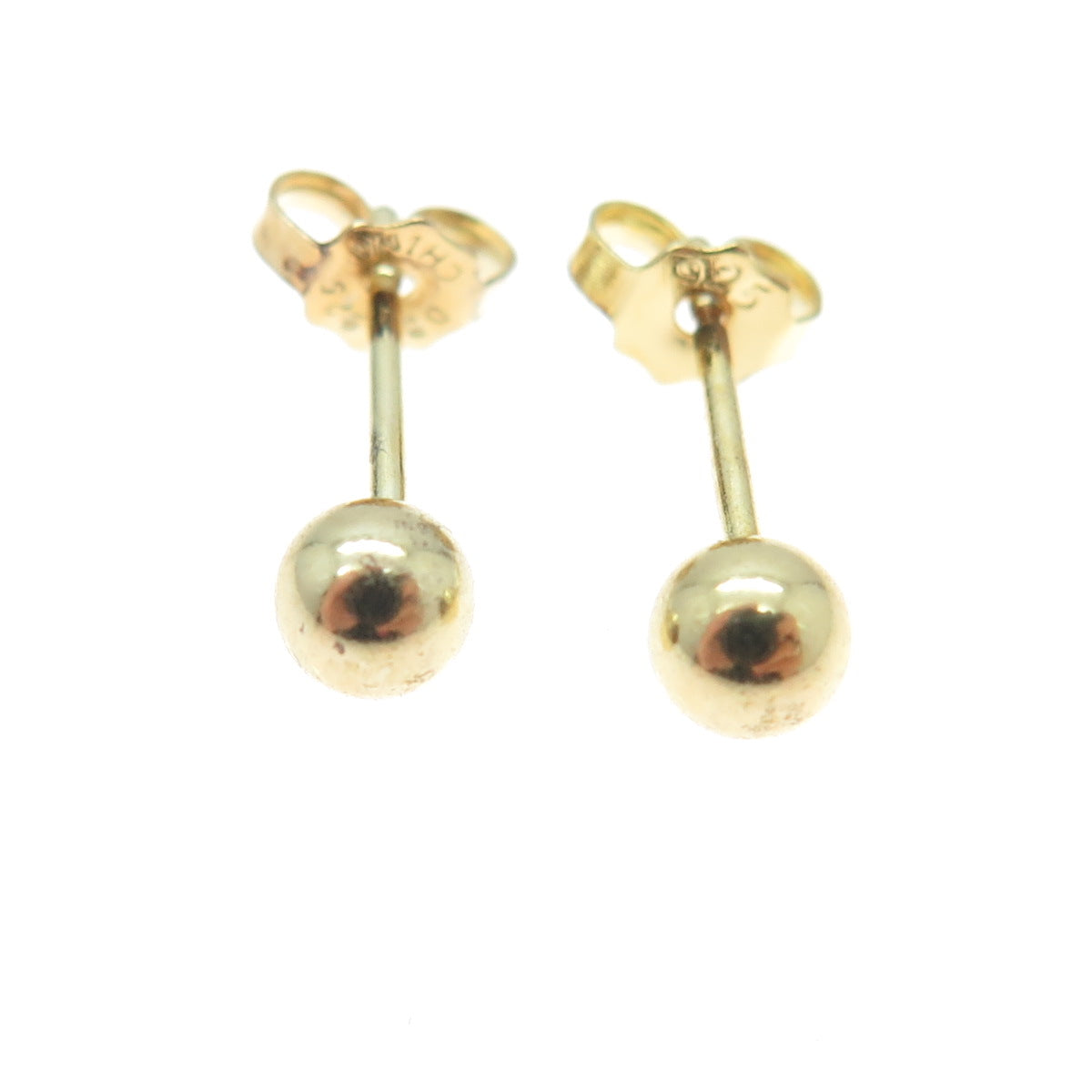 925 Sterling Silver Gold Plated Ball Stud Earrings