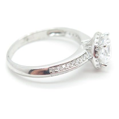 DIAMONOX 925 Sterling Silver Round-Cut Shaped C Z Engagement Ring Size 7