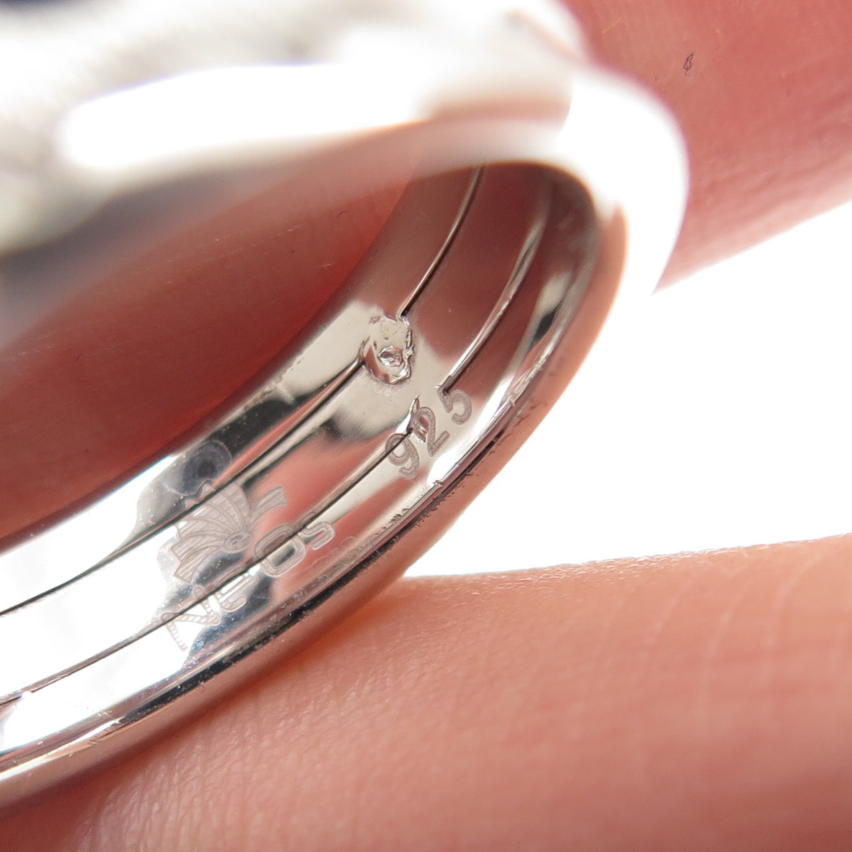 NEOS 925 Sterling Silver Textured Wave Band Ring Size 8.75