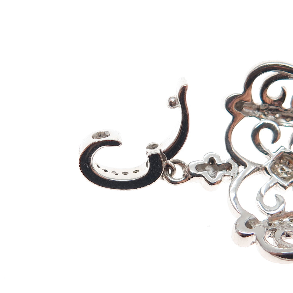 925 Sterling Silver Real Round-Cut Diamond Royal Crown Charm Pendant