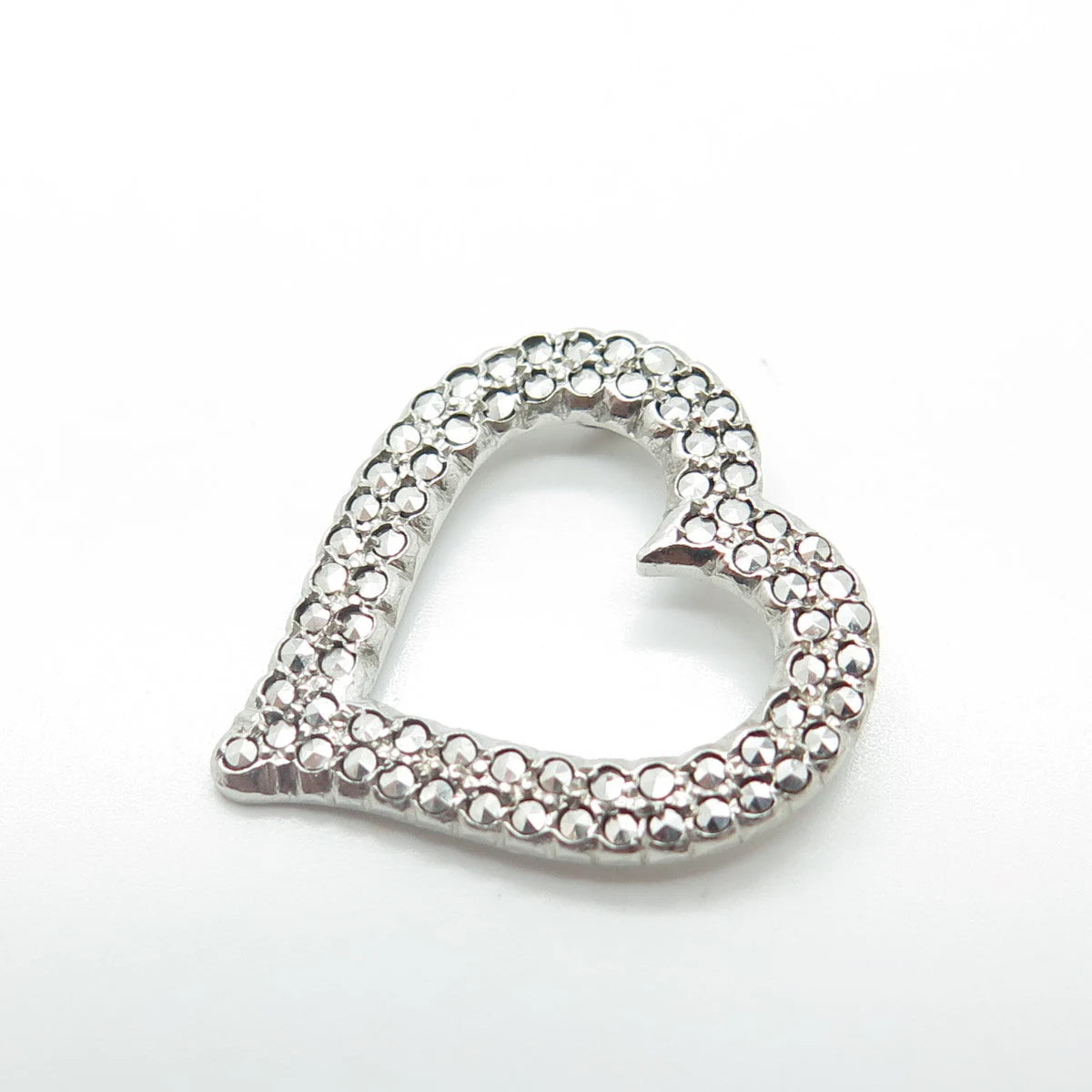 925 Sterling Silver Antique Art Deco Kilmer & Daniels Marcasite Heart Pendant