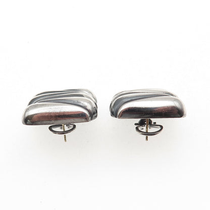 Krypell 925 Sterling Silver Vintage Modernist Oxidized Omega Back Earrings