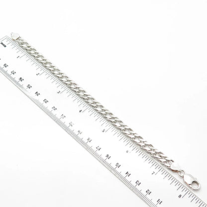925 Sterling Silver Vintage Italy Double Cable Link Bracelet 8"