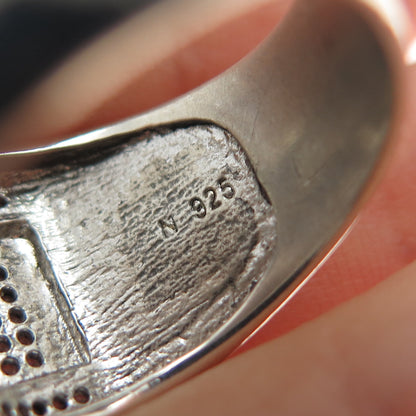 925 Sterling Silver Round-Cut C Z Modernist Ring Size 10.25