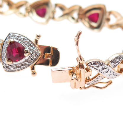 ROSS SIMONS 925 Sterling Gold Plated Lab-Created Ruby Infinity Link Bracelet 8"