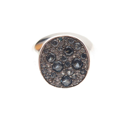 925 Sterling Silver Real Round-Cut Iolite Cluster Ring Size 6