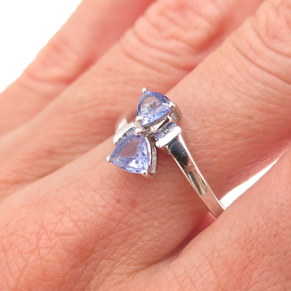 Chuck Clemency 925 Sterling Silver Real Tanzanite Bypass Ring Size 8