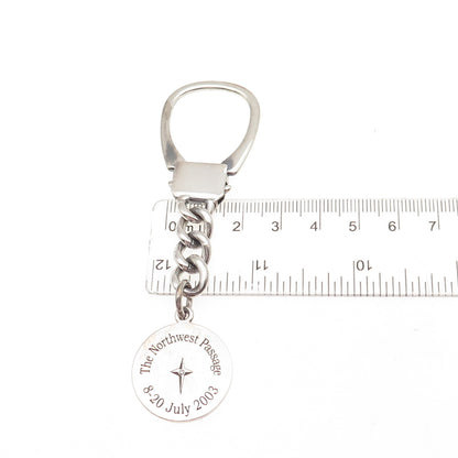 RINGWARE 925 Sterling Vintage Italy Real Diamond Northwest Passage Key Fob Chain