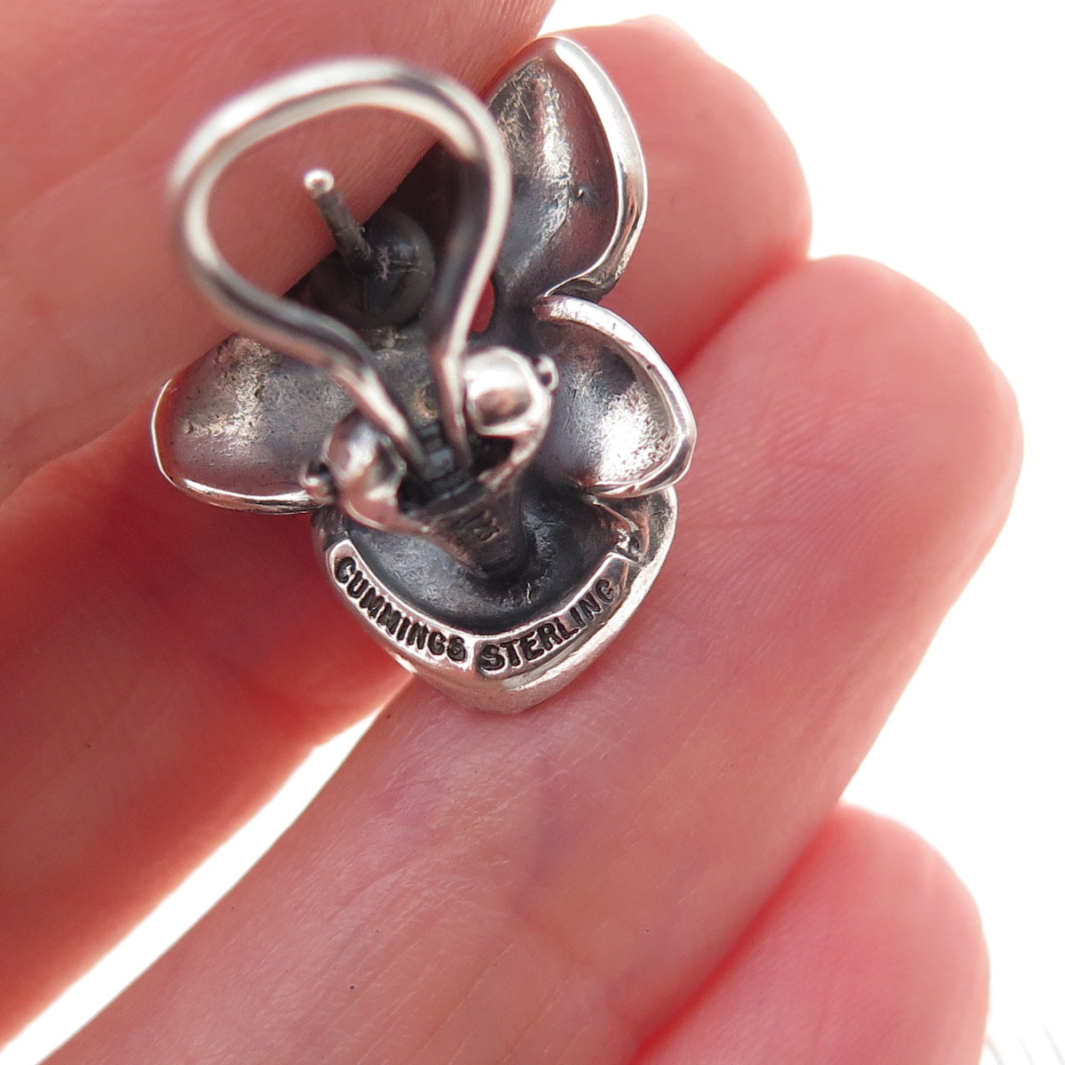 Angela Cummings 925 Sterling Silver Vintage Orchid Floral Omega Back Earrings
