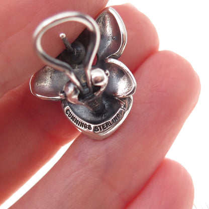 Angela Cummings 925 Sterling Silver Vintage Orchid Floral Omega Back Earrings