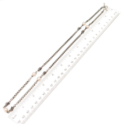 Michael Dawkins Sterling Silver Real Pearl By The Yard Box Chain Necklace 24"
