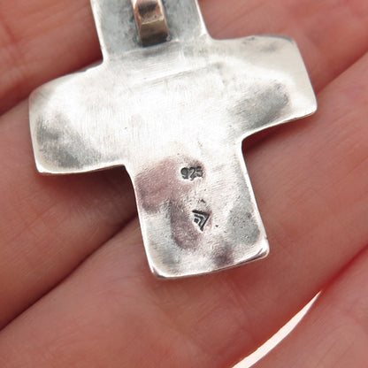 Silpada 925 Sterling Silver Vintage Cross Hammered Oxidized Slide Charm Pendant