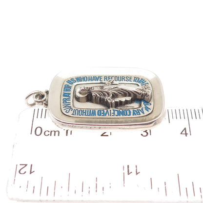CREED 925 Sterling Silver Vintage Enamel St. Mary Miraculous Charm Pendant
