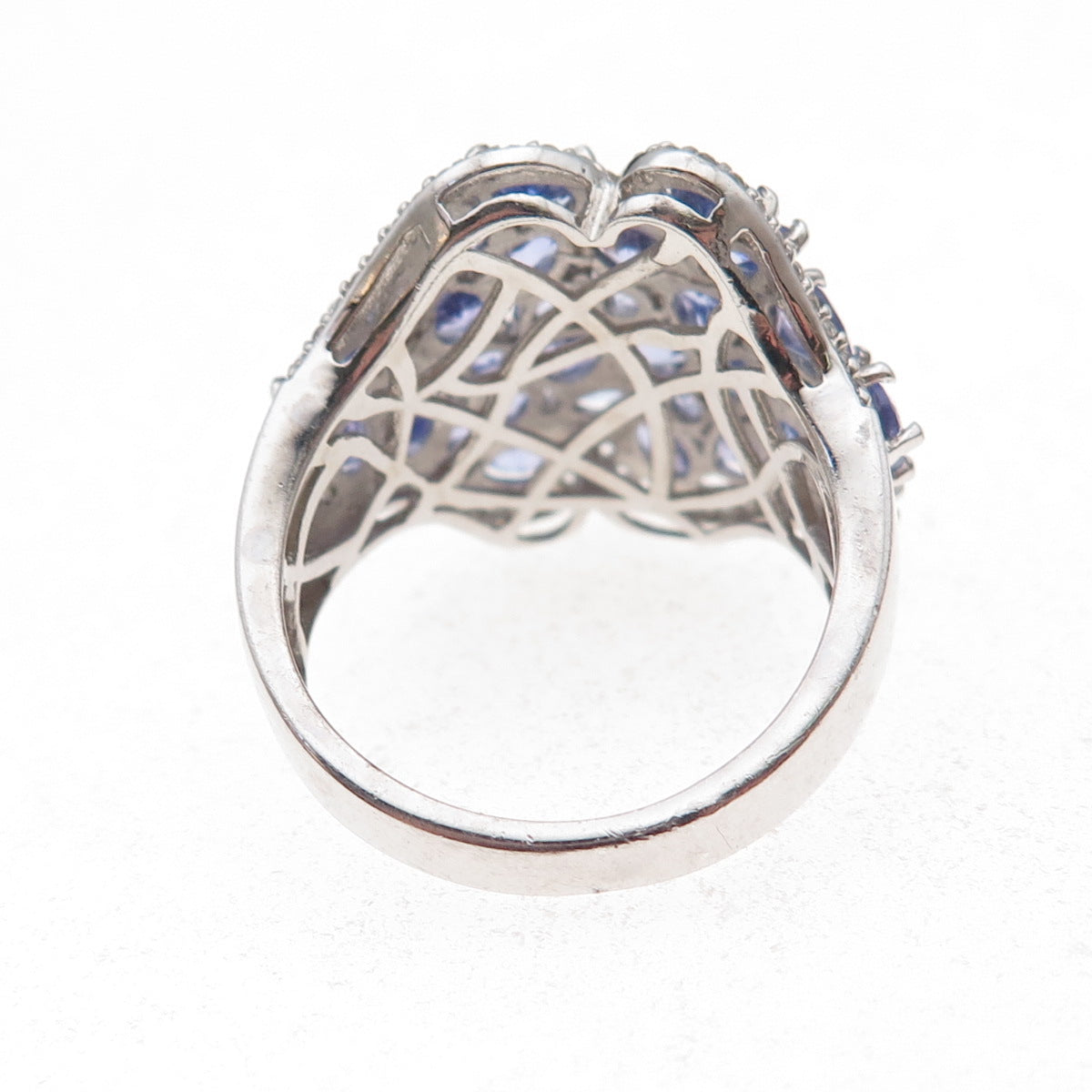 Chuck Clemency 925 Sterling Silver Real Tanzanite & White Topaz Ring Size 8.25