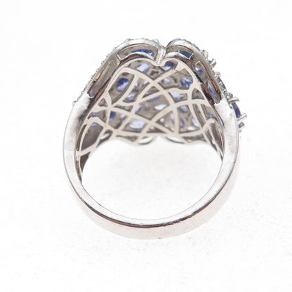 Chuck Clemency 925 Sterling Silver Real Tanzanite & White Topaz Ring Size 8.25