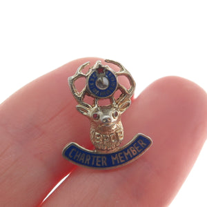 925 Sterling Silver Antique Enamel BPOE Order of the Elks Charter Member Pin