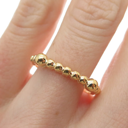 SMK 925 Sterling Silver Gold Plated Beaded Ring Size 7.25
