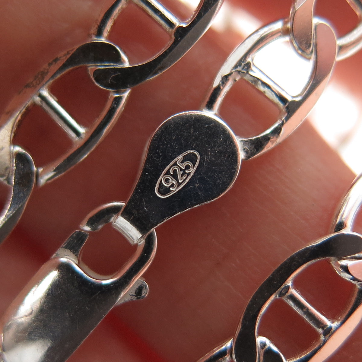 P. LUX 925 Sterling Silver Vintage Italy Anchor Mariner Chain Necklace 24"
