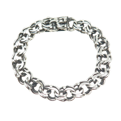 915 Silver Vintage Spain Bismark Link Oxidized Bracelet 7.25"