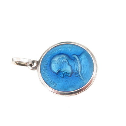 835 Silver Antique Art Deco Enamel Pope Paul VI Roma Coat of Arms Charm Pendant