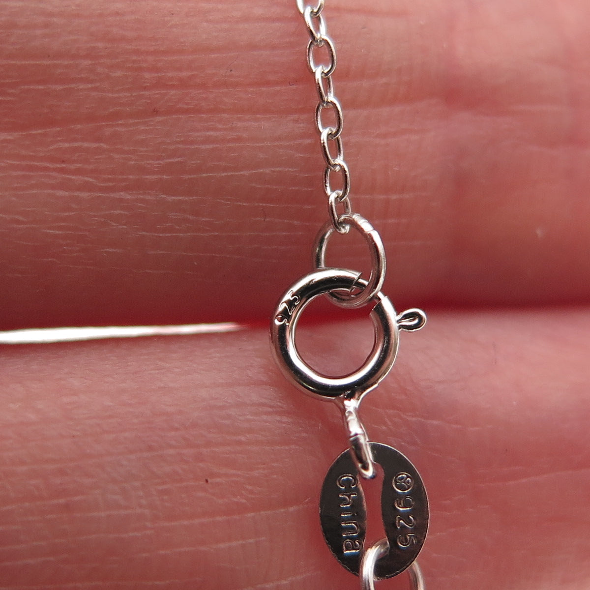 925 Sterling Silver Real Diamond Mom & Child Heart Cable Chain Necklace 18"