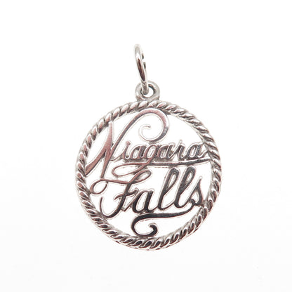 925 Sterling Silver Vintage Niagara Falls Charm Pendant