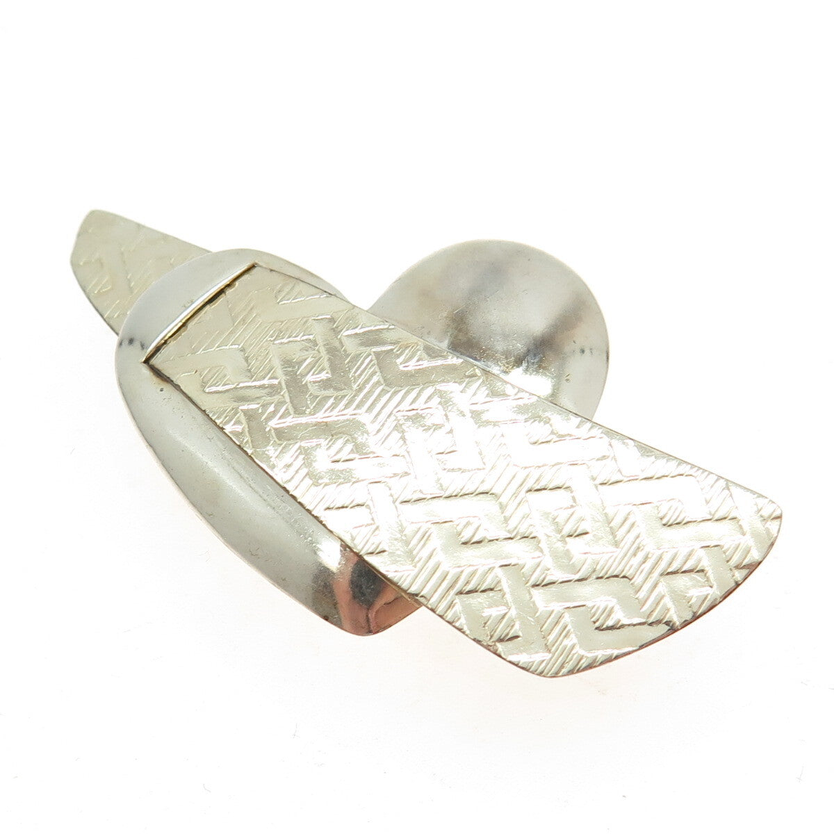 KOREY C. 925 Sterling Silver Vintage Heart Modernist Textured Pin Brooch