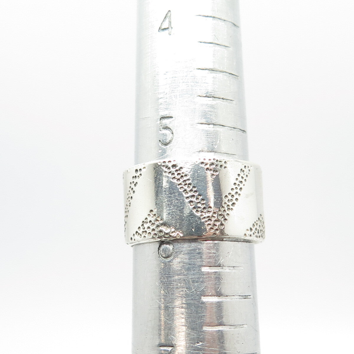 925 Sterling Silver Vintage Anna Laya Textured Band Ring Size 6