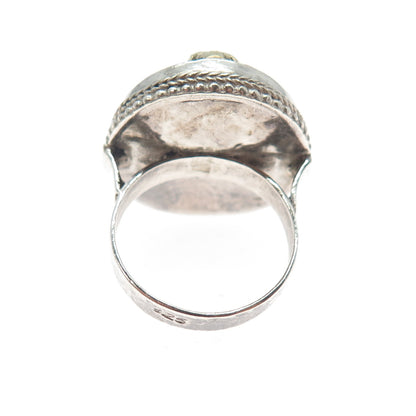 925 Sterling Silver 2-Tone Vintage Jaya Ganesha Elephant Ring Size 7.25