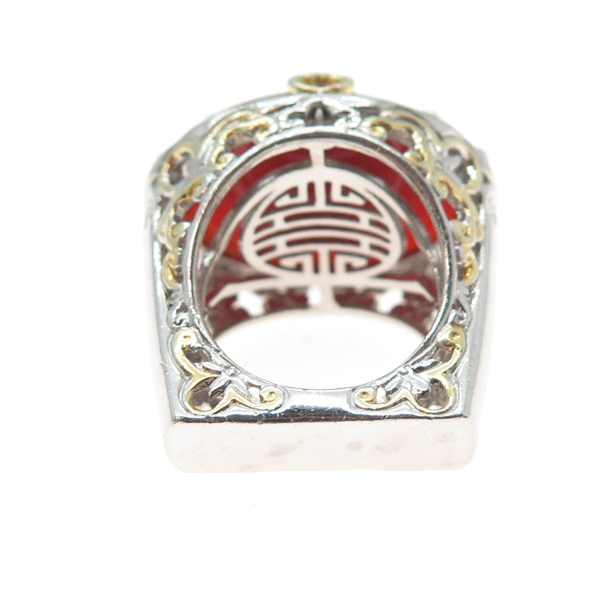 MICHAEL VALITUTTI Gems En Vogue Sterling 2-Tone Carnelian & Ruby Ring Size 5.25