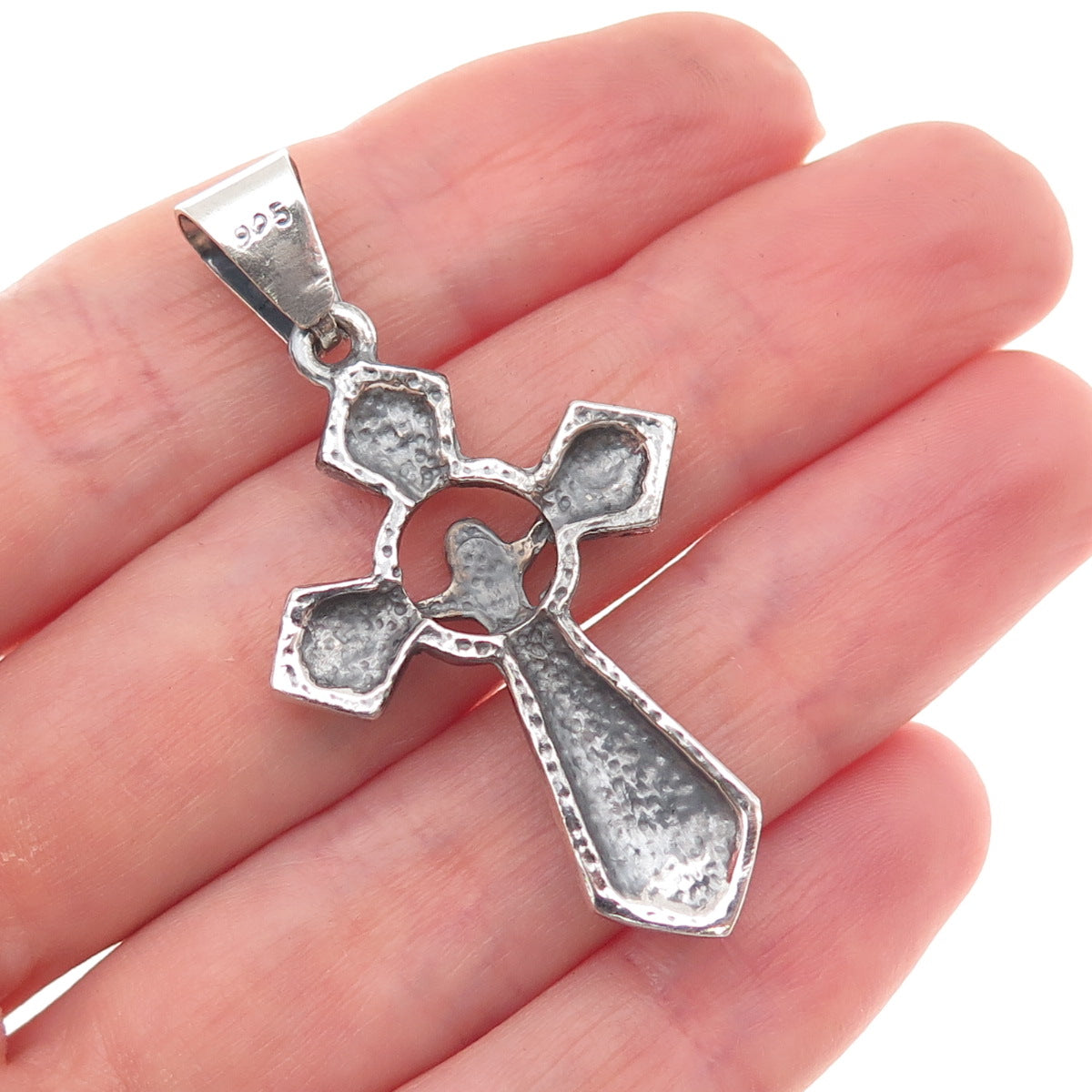925 Sterling Silver Vintage Crucifix Cross Oxidized Charm Pendant