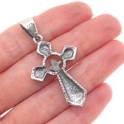 925 Sterling Silver Vintage Crucifix Cross Oxidized Charm Pendant