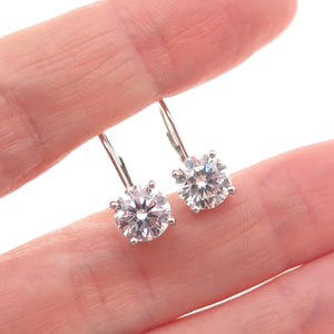 925 Sterling Silver Round-Cut C Z Earrings