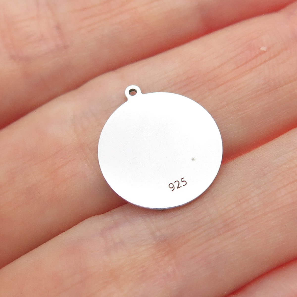 925 Sterling Silver Pink Enamel It's a Girl Crown Round Minimalist Charm Pendant