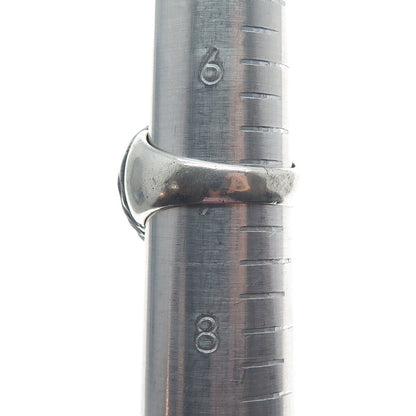 925 Sterling Silver Vintage Diamond-Cut Modernist Oxidized Ring Size 7