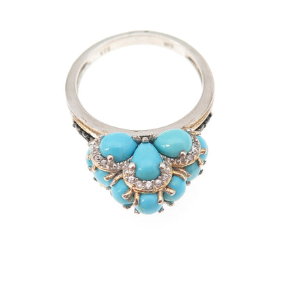 Chuck Clemency 925 Sterling Silver Real Turquoise Spinel White Topaz Ring Size 8