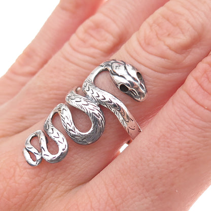 925 Sterling Silver Vintage Snake Oxidized Ring Size 8.5