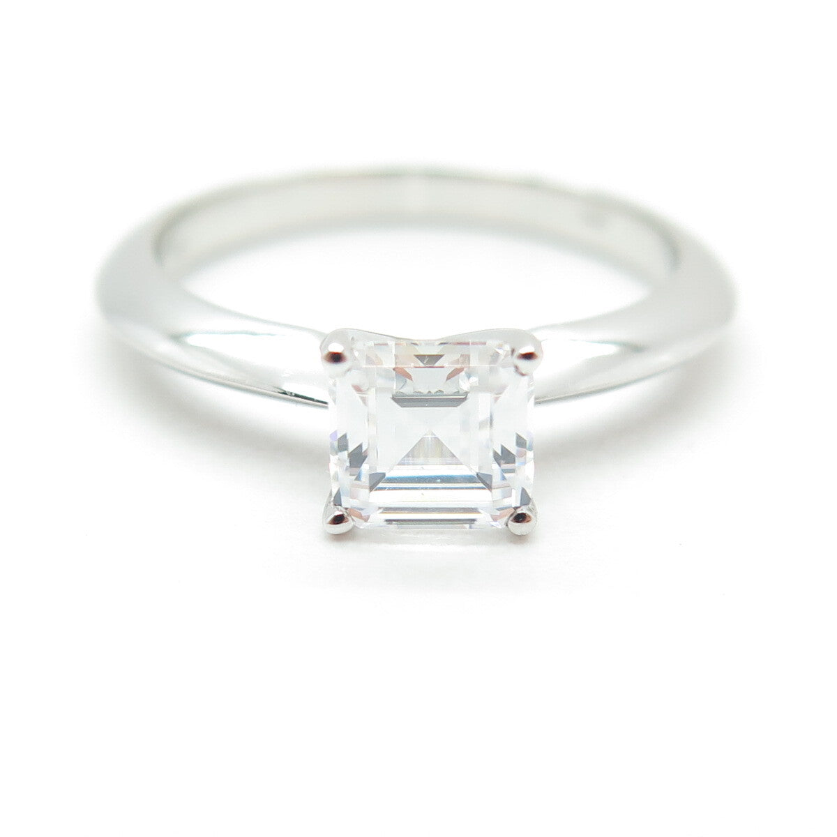 JD by Jewellery Design Sterling Silver Asscher-Cut C Z Engagement Ring Size 7