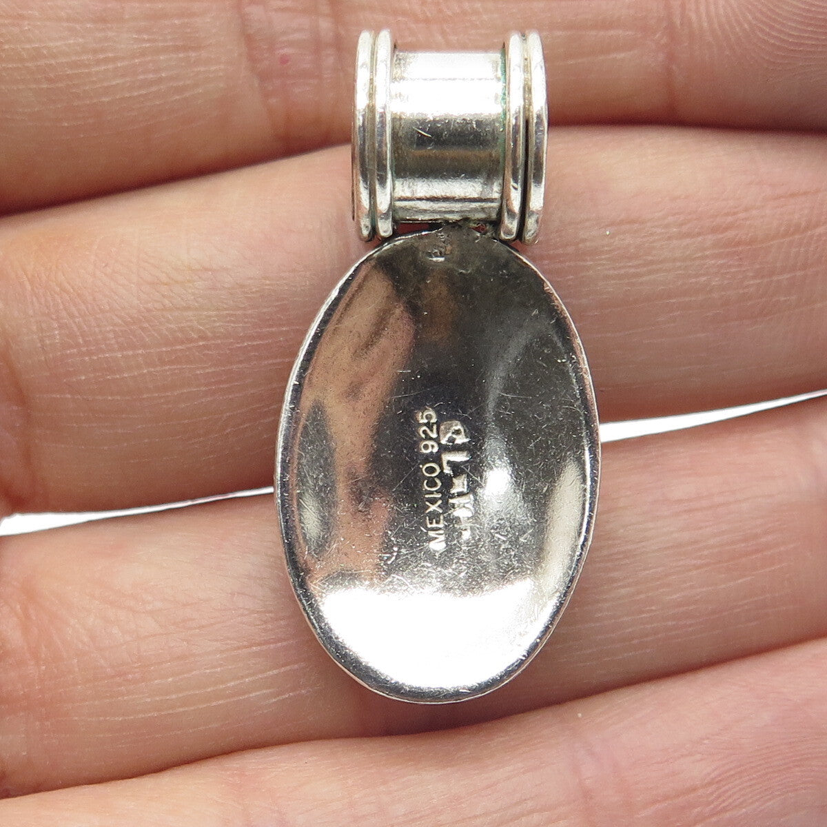925 Sterling Silver 2-Tone Vintage Mexico Letter "O" Modernist Pendant